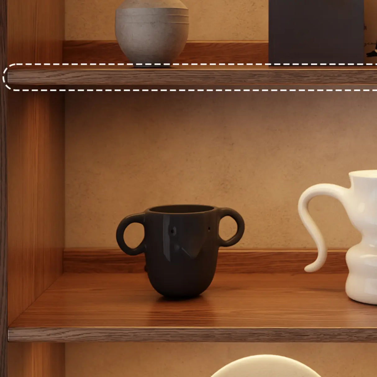 Classic Brown Wood Vertical Bookshelf with Drawers Image - 6