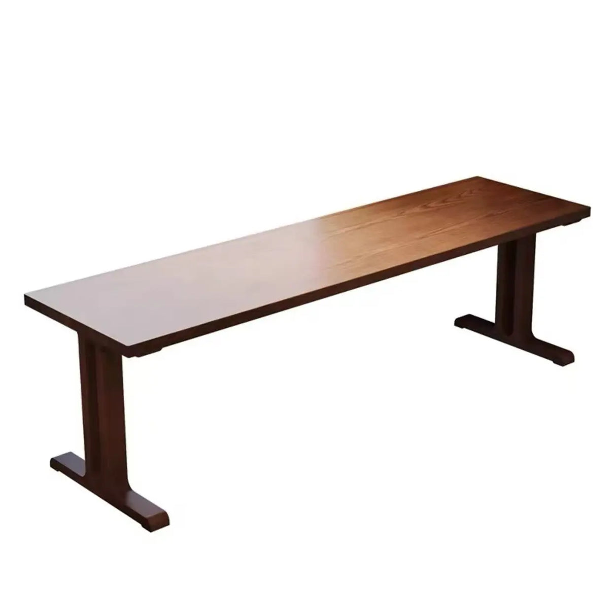 Classic Brown Wooden Rectangular Double Computer Desk Image - 2