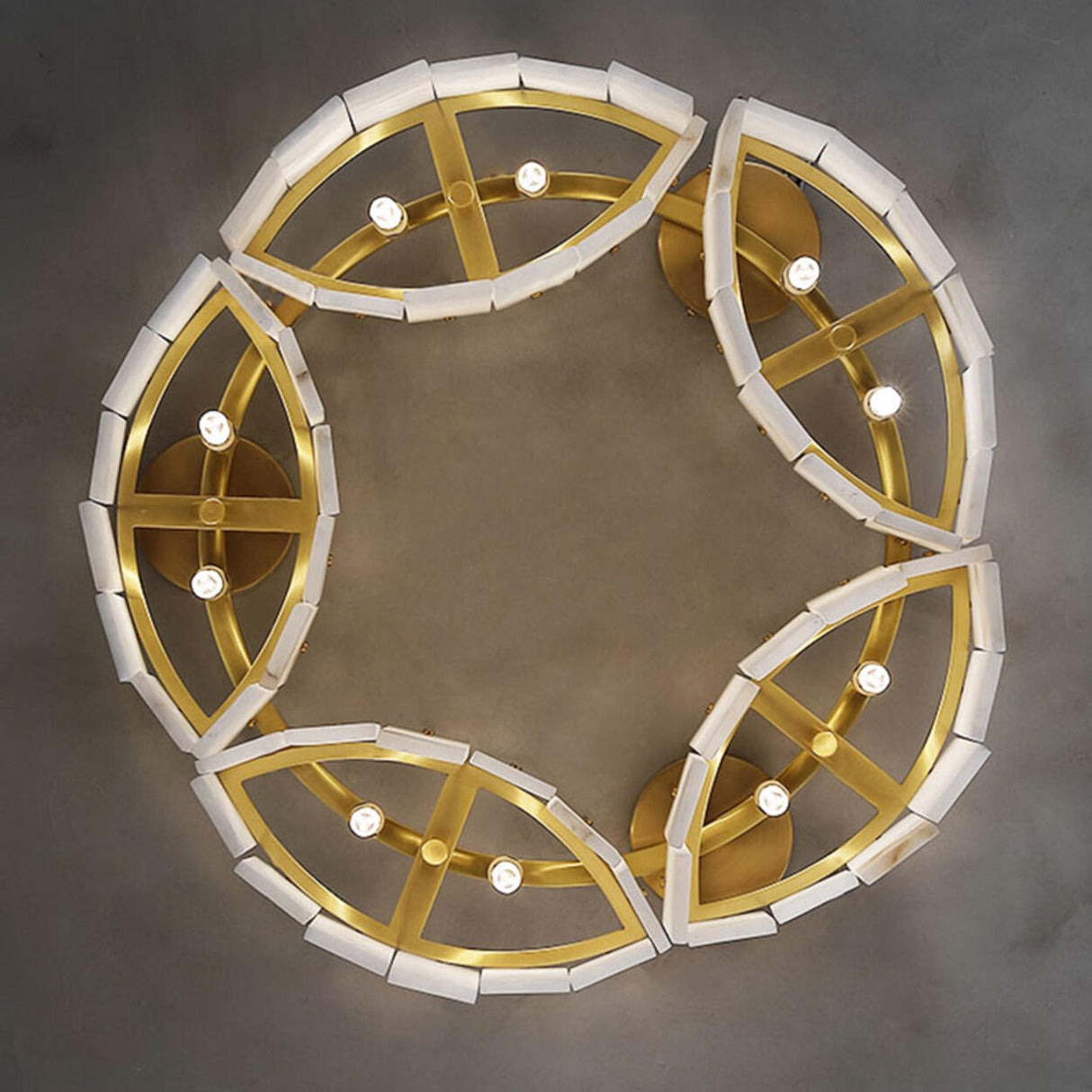 Classic Cascading Ring Stone Semi-Flush Mount Light Image - 12