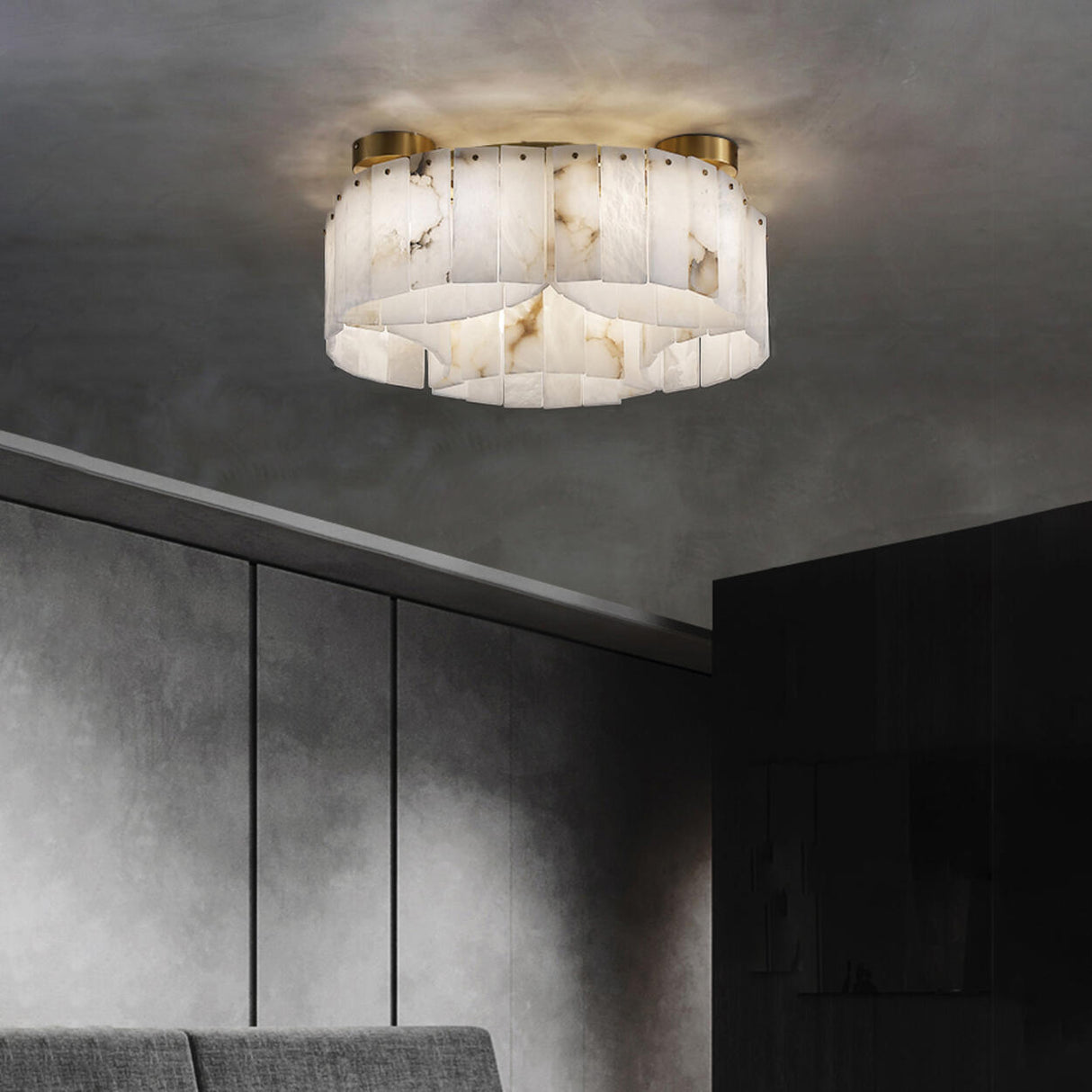 Classic Cascading Ring Stone Semi-Flush Mount Light Image - 3