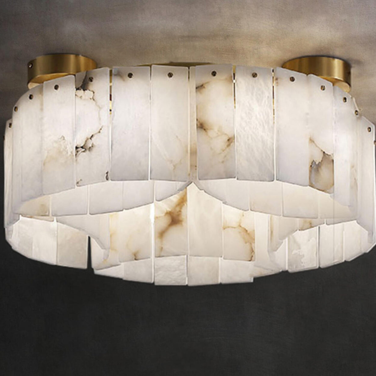 Classic Cascading Ring Stone Semi-Flush Mount Light Image - 4
