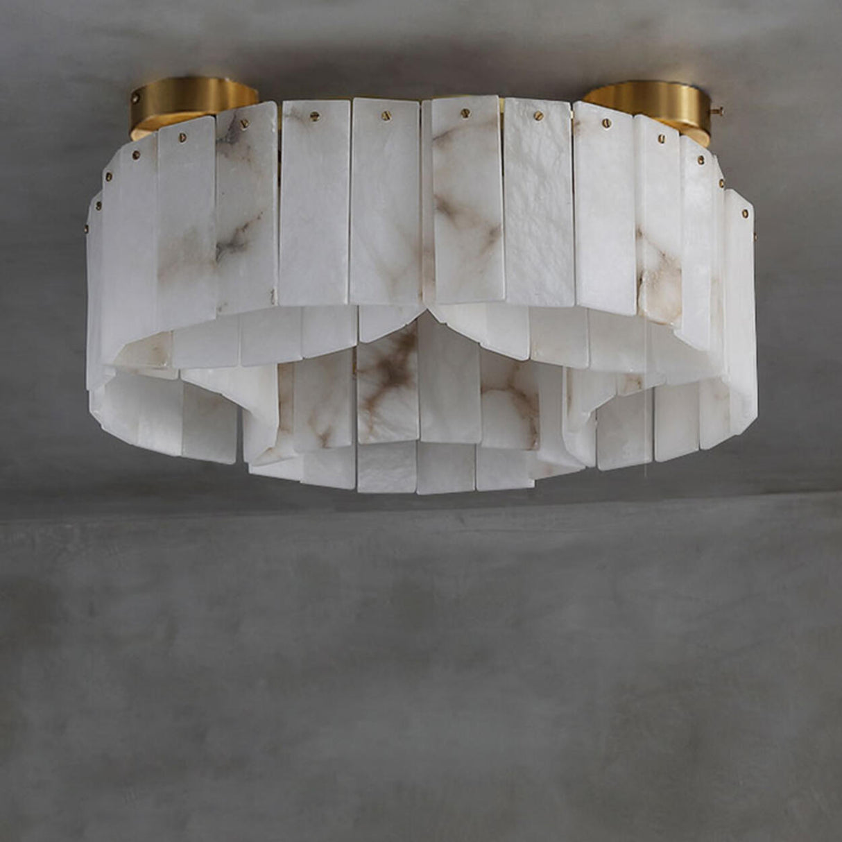 Classic Cascading Ring Stone Semi-Flush Mount Light Image - 7