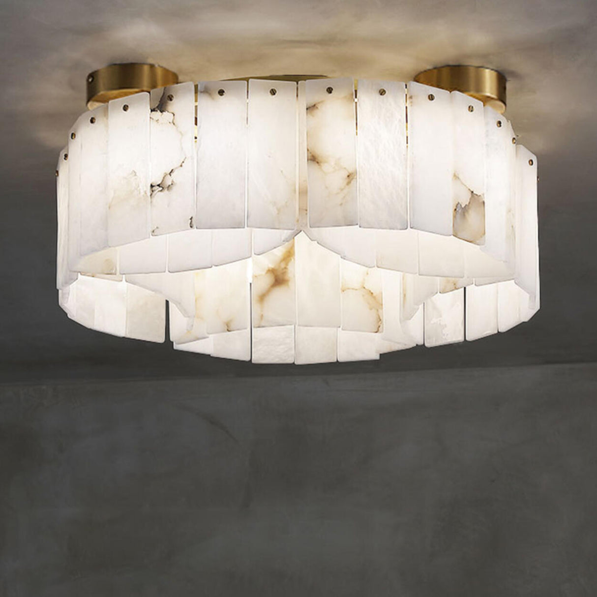 Classic Cascading Ring Stone Semi-Flush Mount Light Image - 8