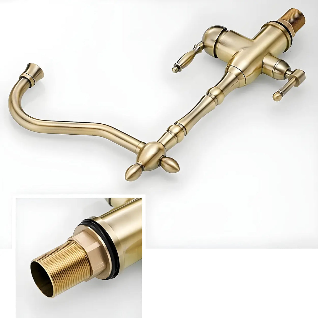 Classic Chrome Kitchen Faucet with Dual Handles Image - 12