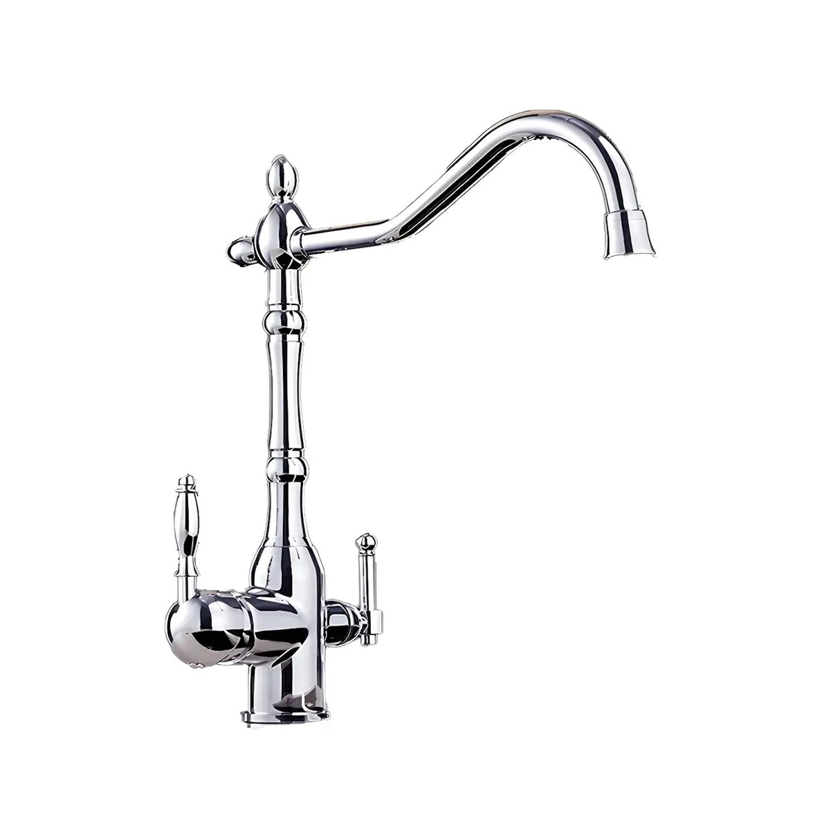 Classic Chrome Kitchen Faucet with Dual Handles Image - 15