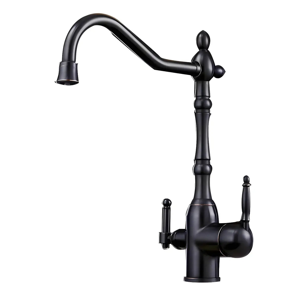 Classic Chrome Kitchen Faucet with Dual Handles Image - 16
