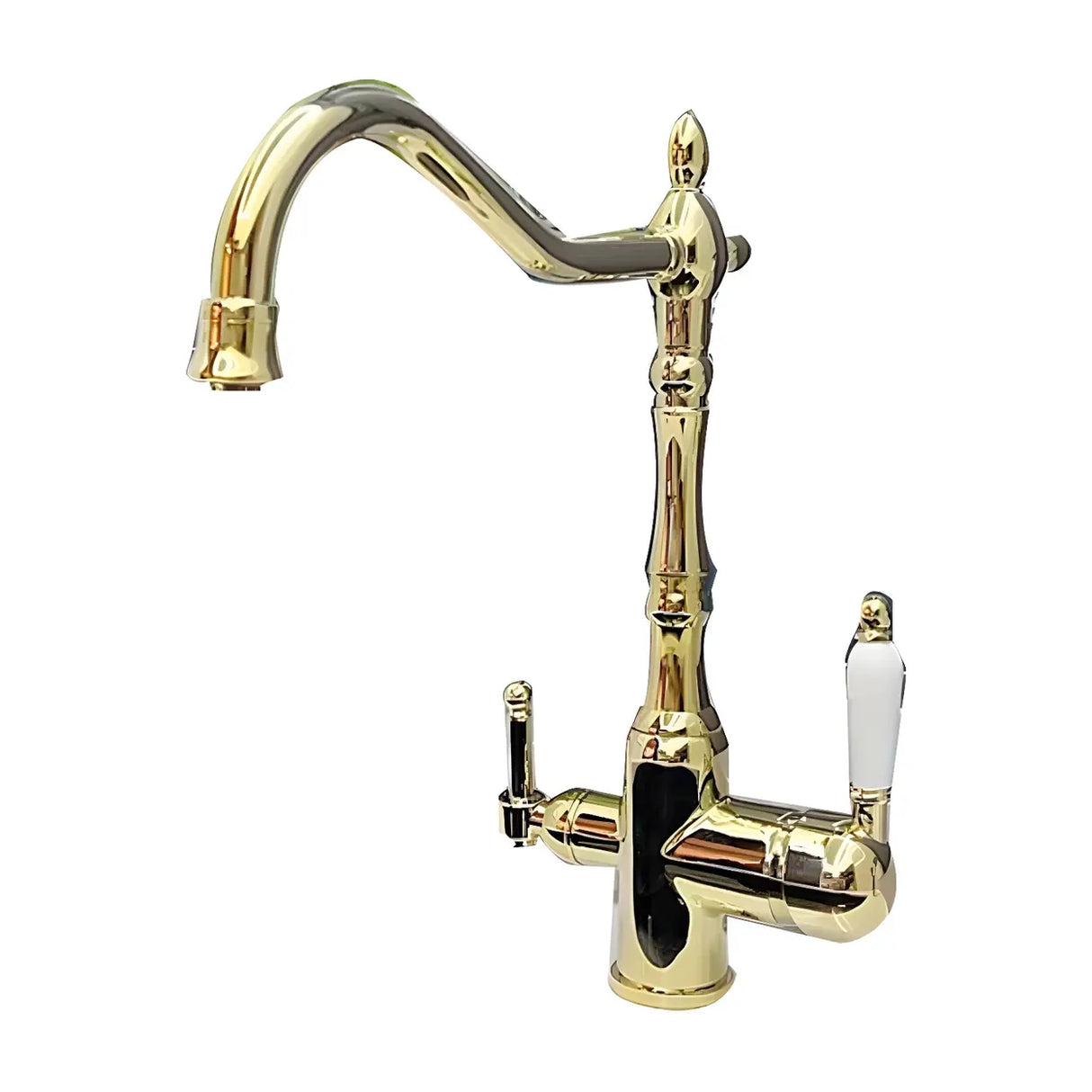 Classic Chrome Kitchen Faucet with Dual Handles Image - 17