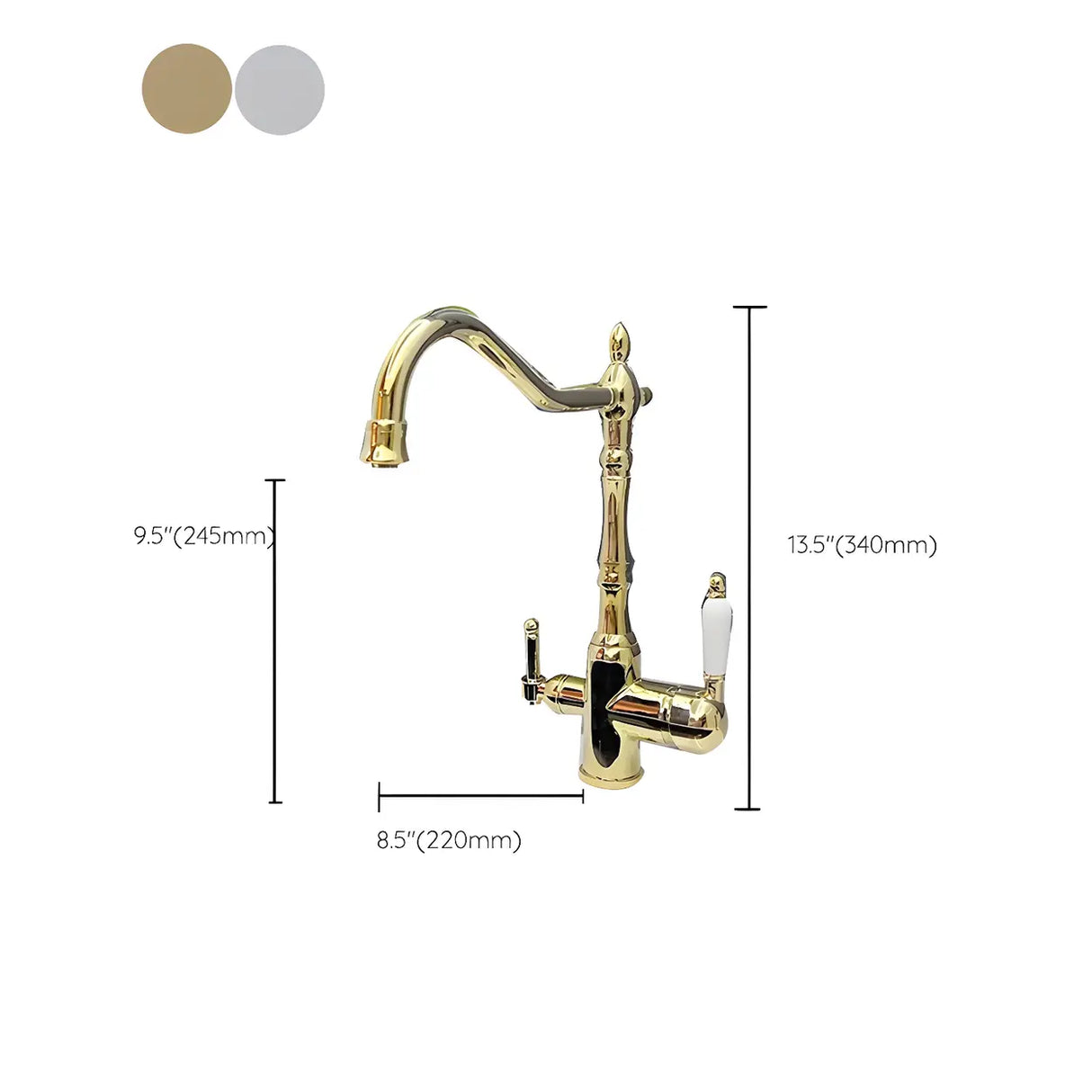 Classic Chrome Kitchen Faucet with Dual Handles Image - 19