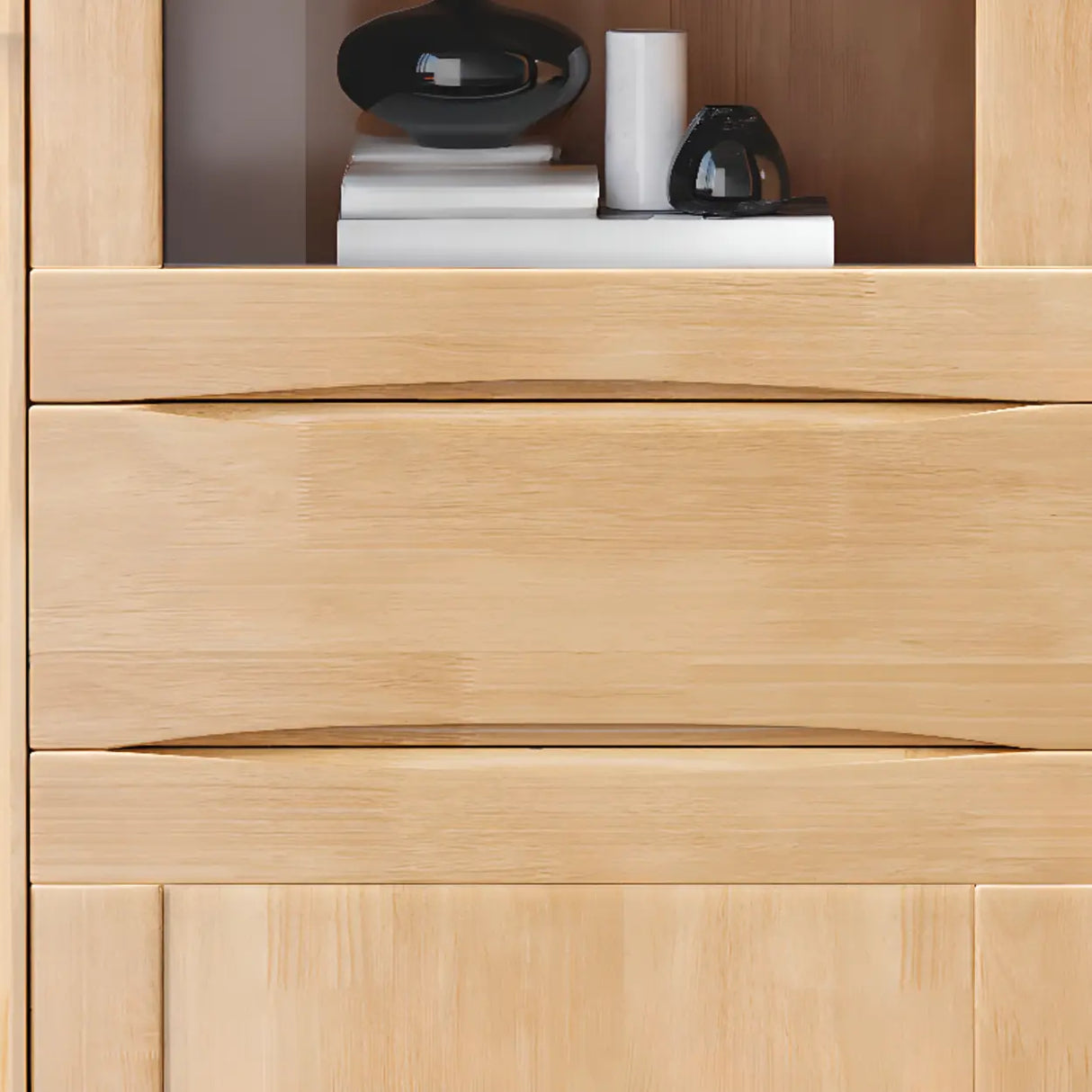 Classic Closed Cabinet Glass Door Wood Narrow Bookcase Image - 10