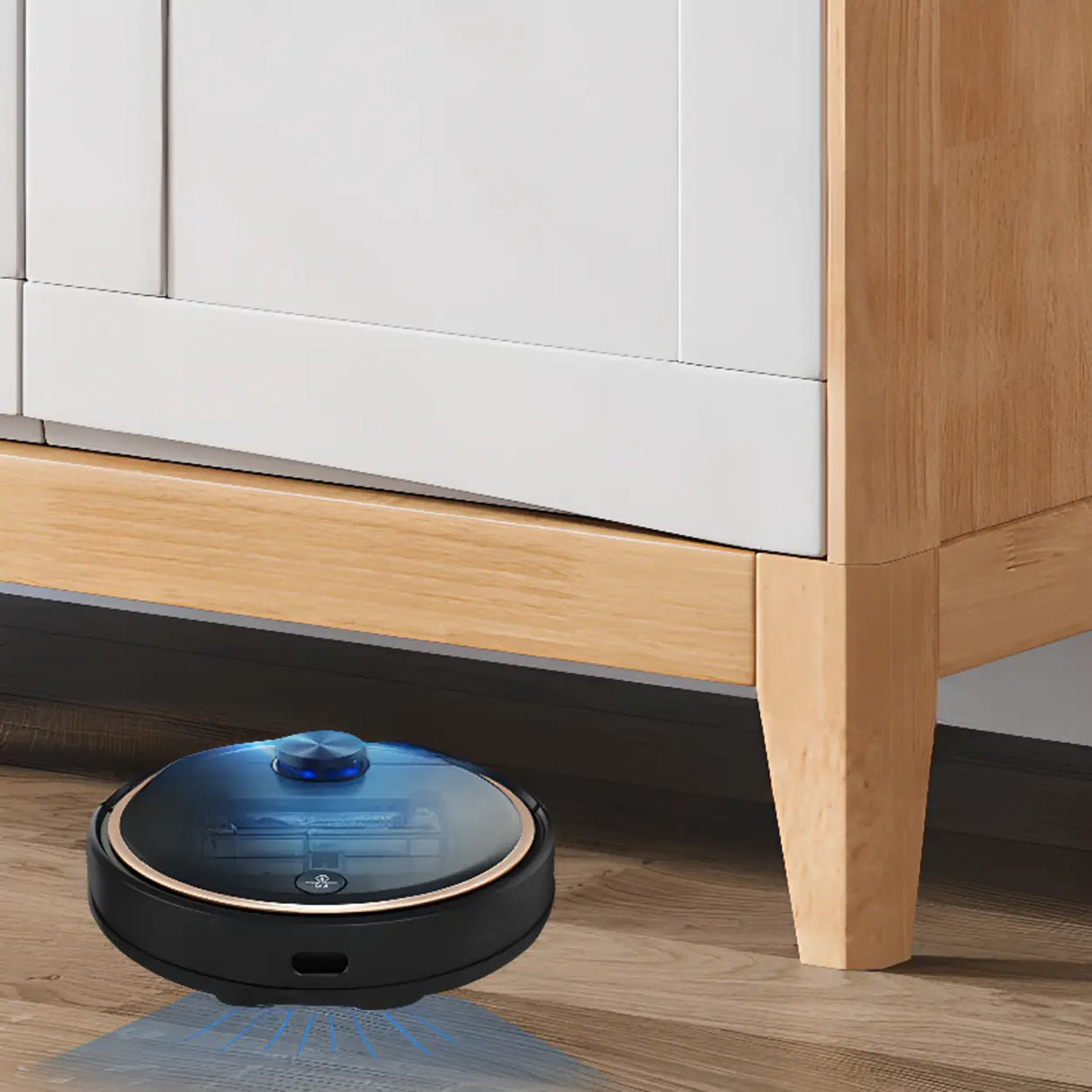 Classic Closed Cabinet Glass Door Wood Narrow Bookcase Image - 4