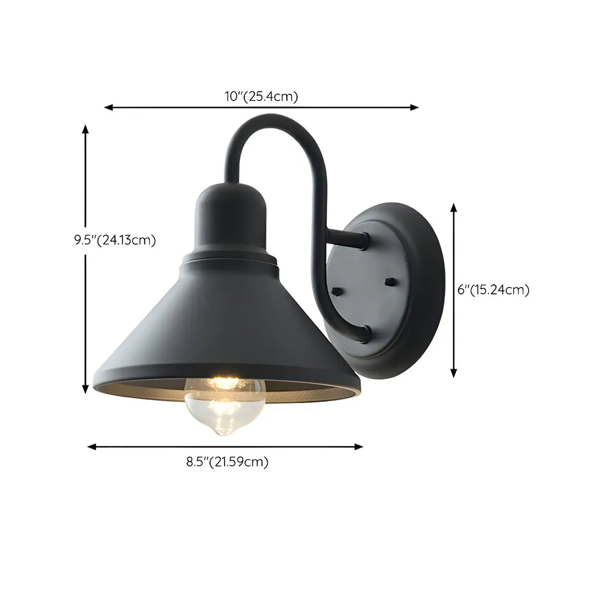Classic Cone Black Metal External LED Wall Lights