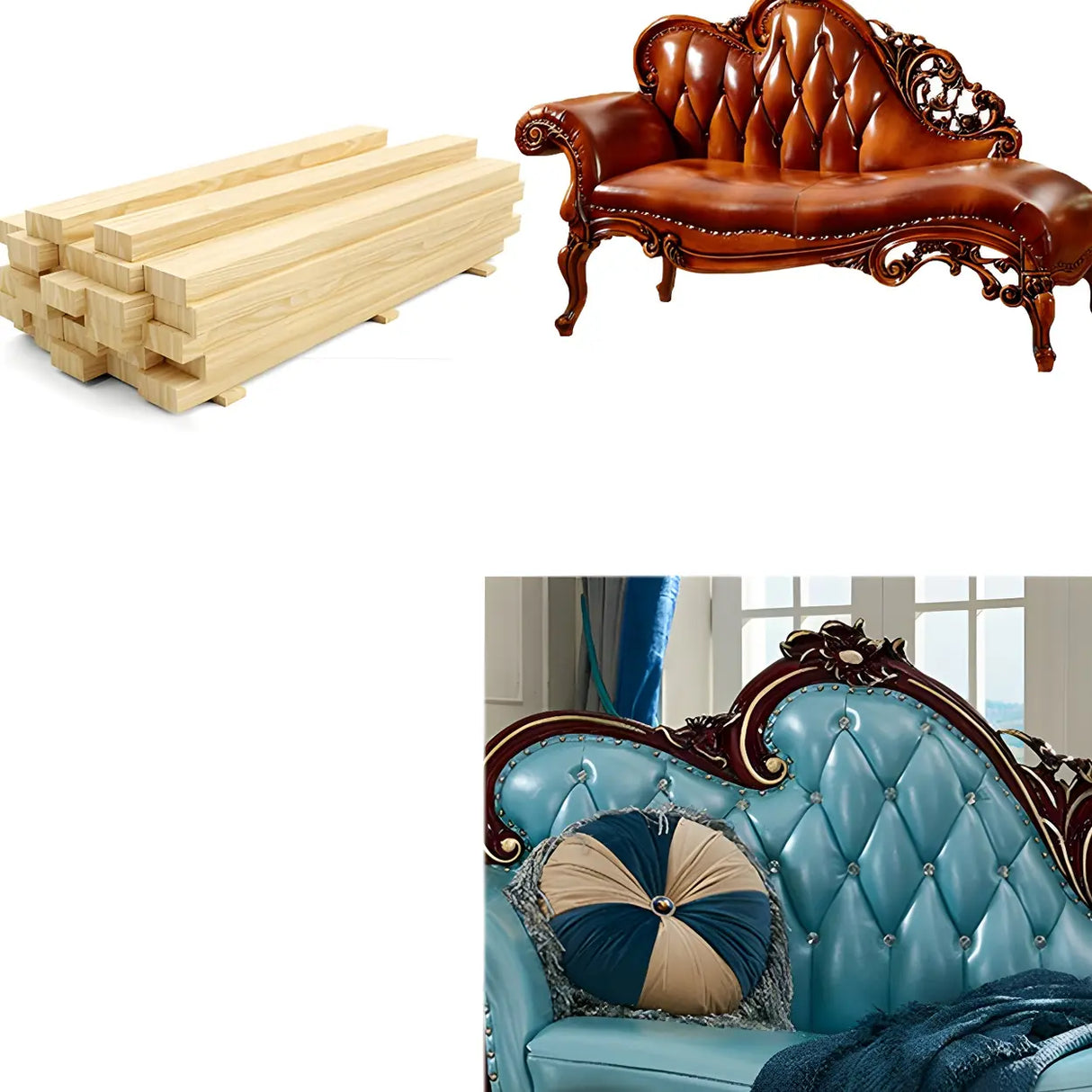 Classic Curved Tufted Reclining Leather Chaise Lounge Sofa Image - 10