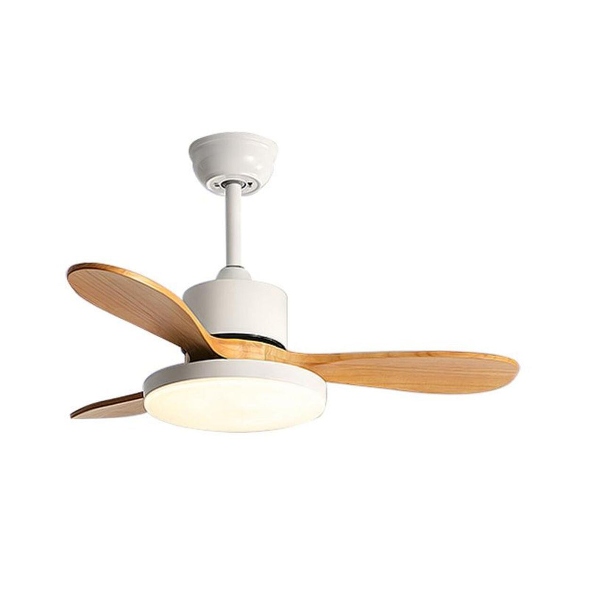 Classic Down Rod 3 Solid Wood Blades Ceiling Fan Light Image - 10
