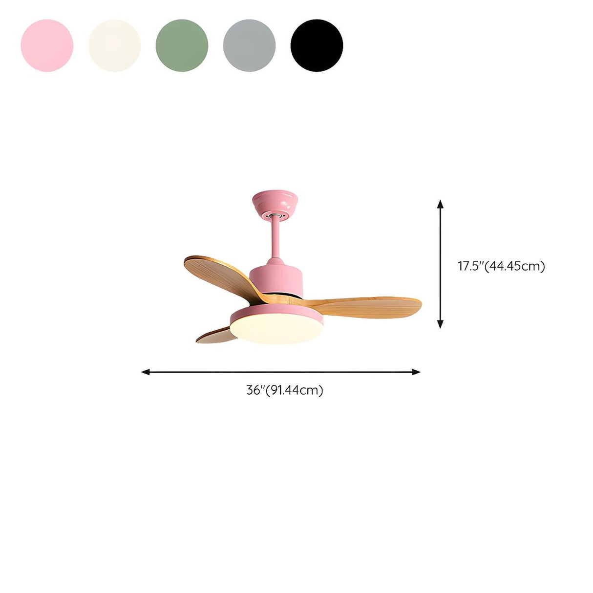 Classic Down Rod 3 Solid Wood Blades Ceiling Fan Light