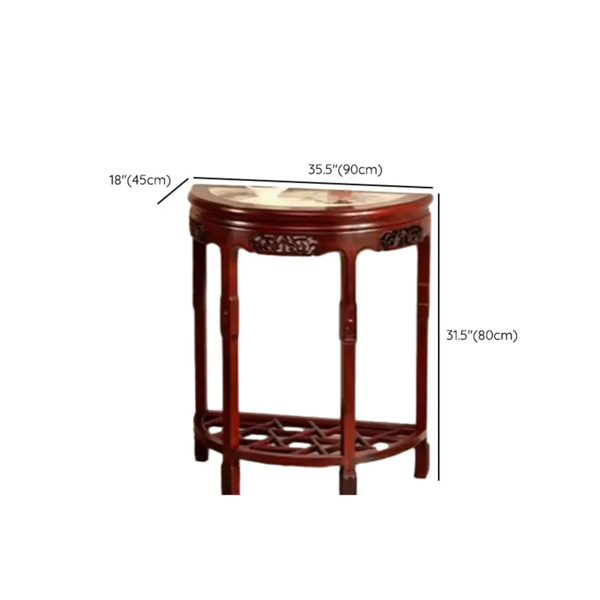Classic Entryway Half Moon Wood Mahogany Console Table Image - 24