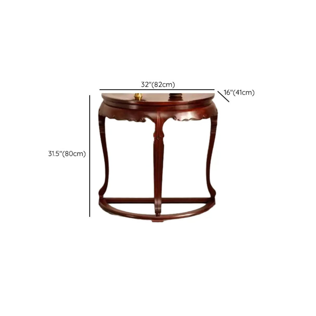Classic Entryway Half Moon Wood Mahogany Console Table Image - 26