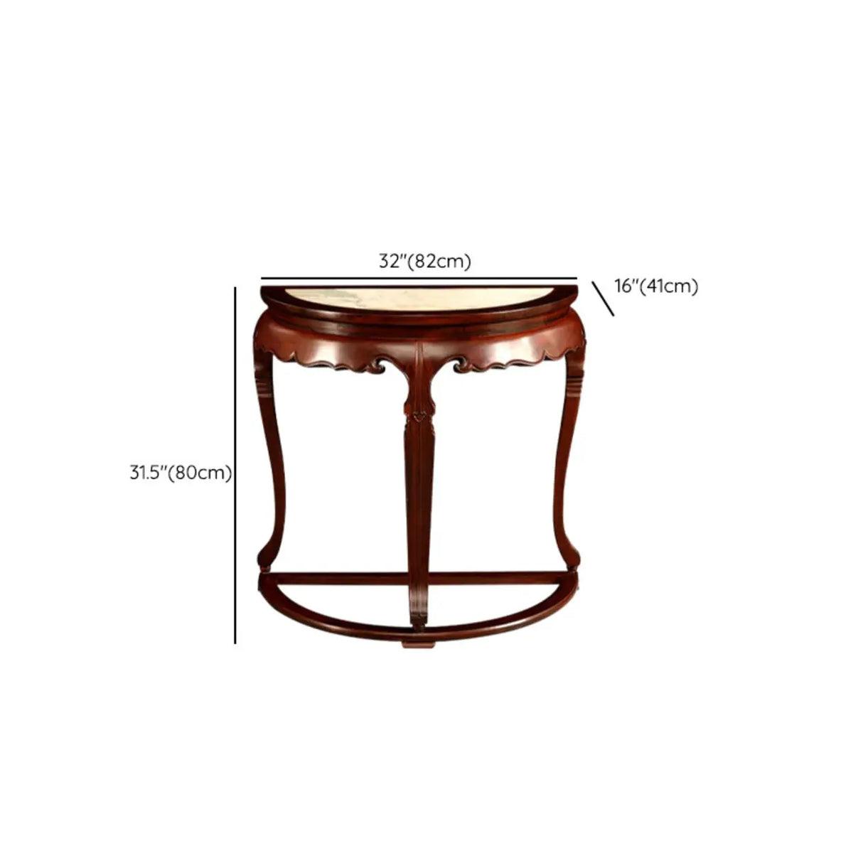 Classic Entryway Half Moon Wood Mahogany Console Table Image - 27