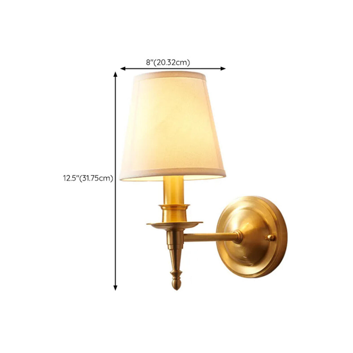 Classic Fabric Shade Gold Cylinder Wall Sconce