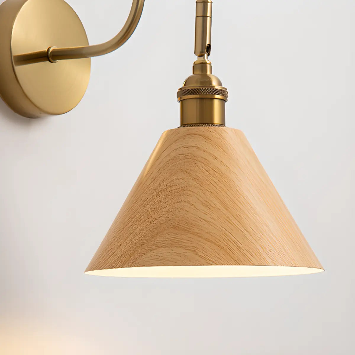 Classic Gold and Dark Wood Bedroom Vanity Wall Light Image - 11