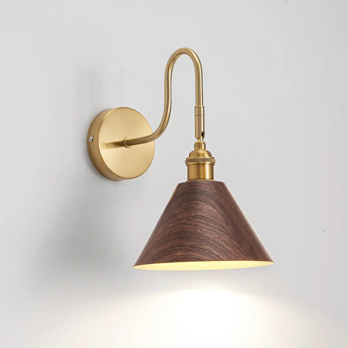 Classic Gold and Dark Wood Bedroom Vanity Wall Light Image - 9