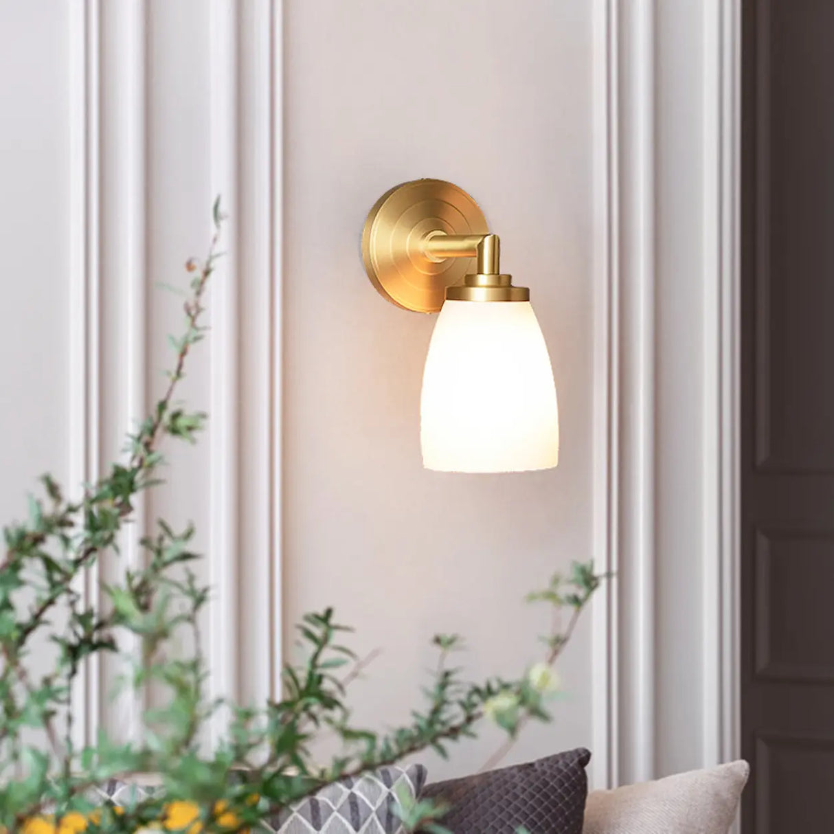 Classic Gold and Frosted Glass Vanity Light Image - 1