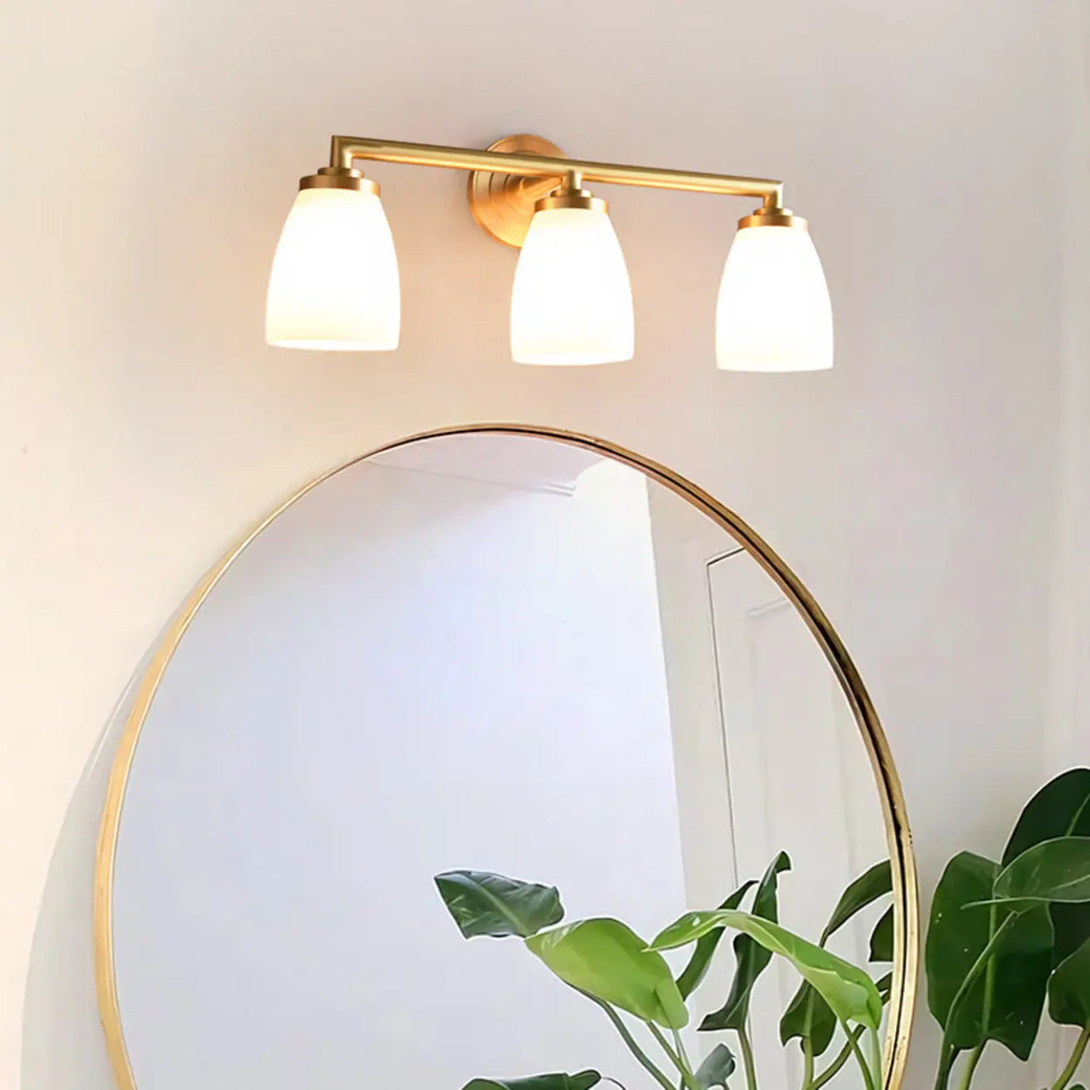 Classic Gold and Frosted Glass Vanity Light Image - 3