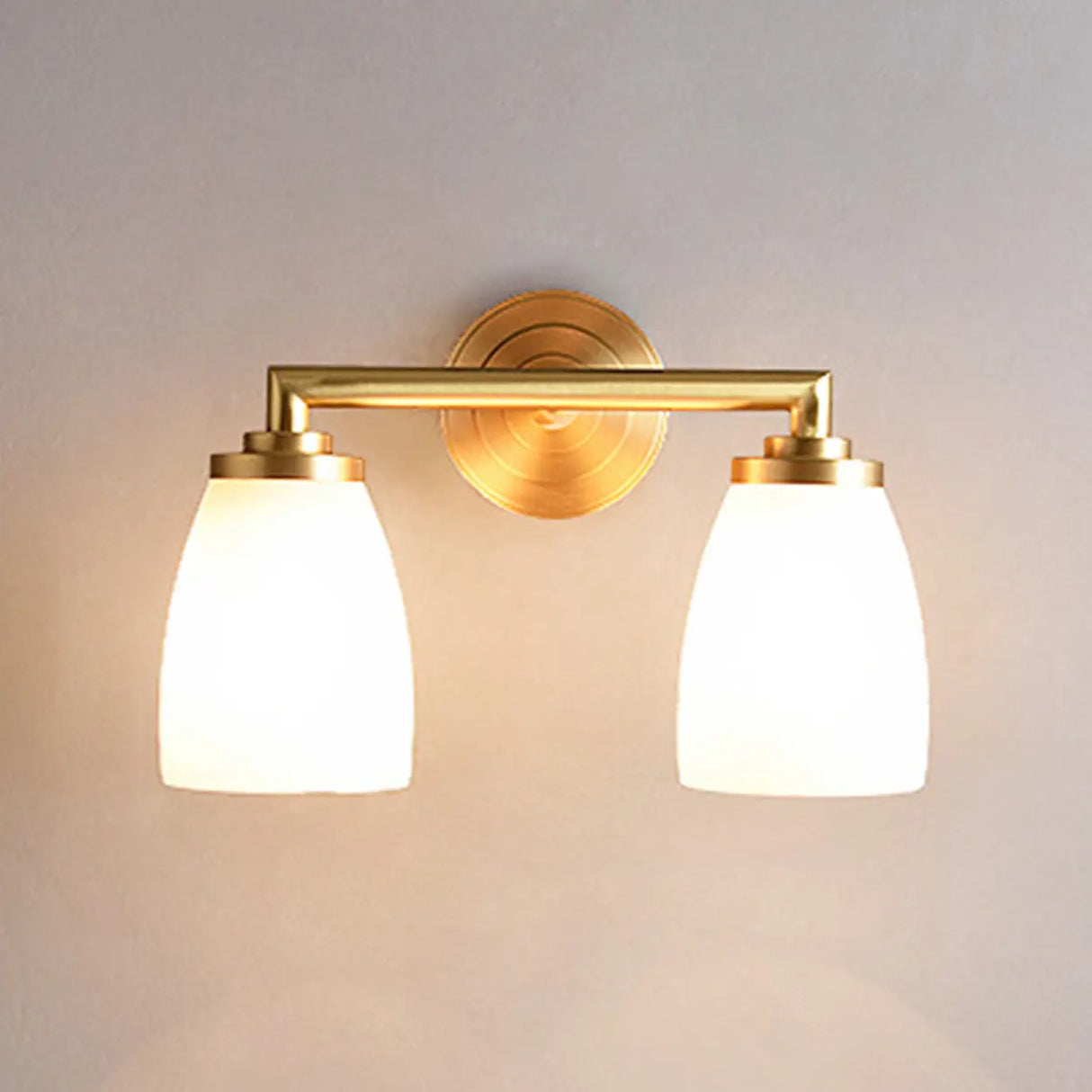 Classic Gold and Frosted Glass Vanity Light Image - 7