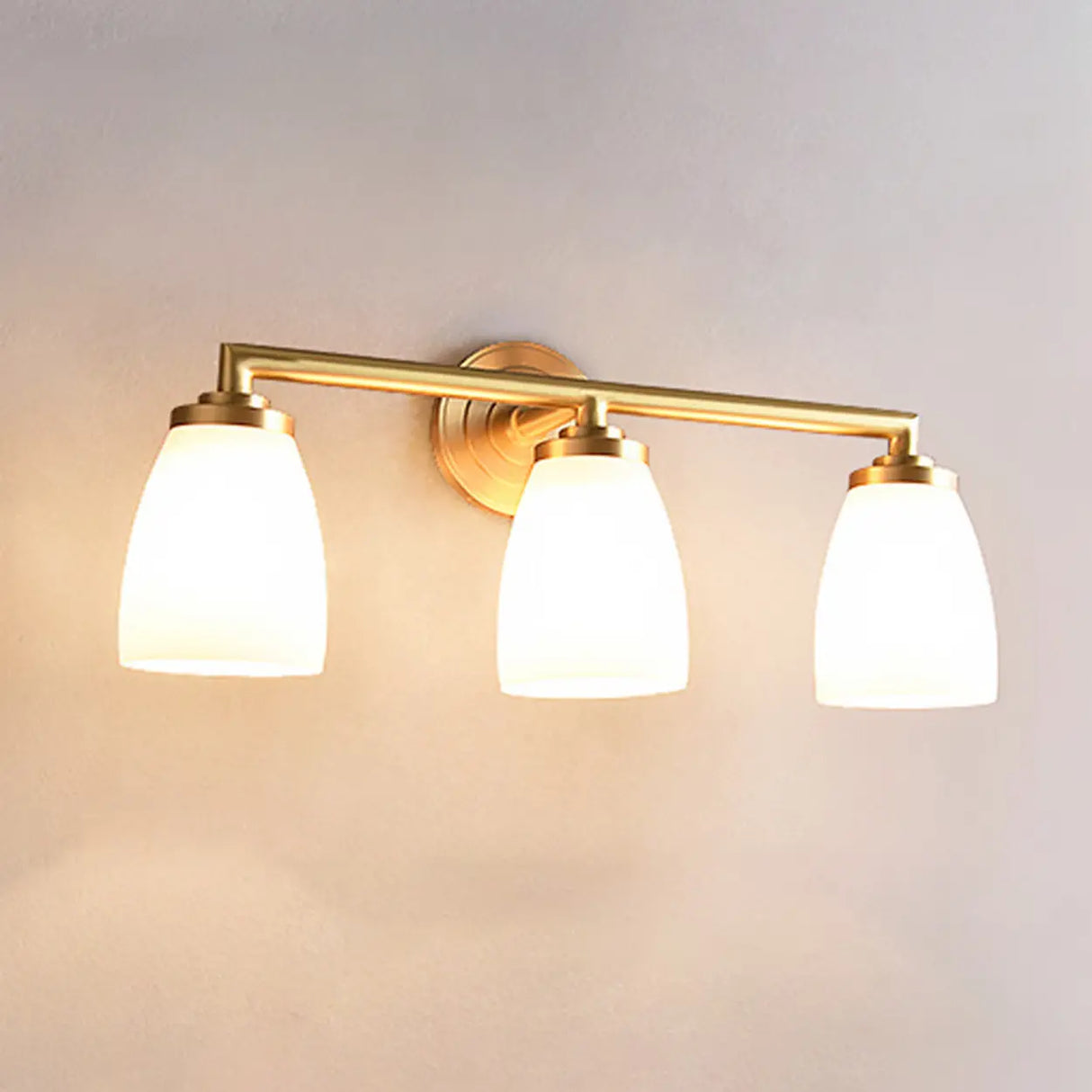 Classic Gold and Frosted Glass Vanity Light Image - 8