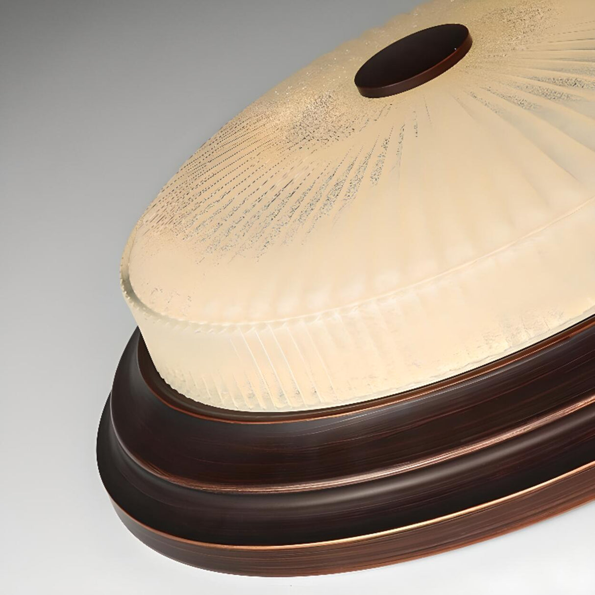 Classic Gold Glass Round LED Flush Mount Ceiling Light Image - 12