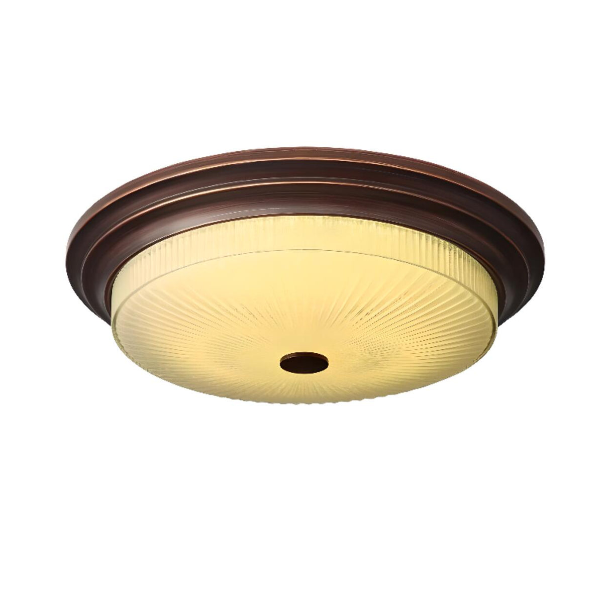 Classic Gold Glass Round LED Flush Mount Ceiling Light Image - 5