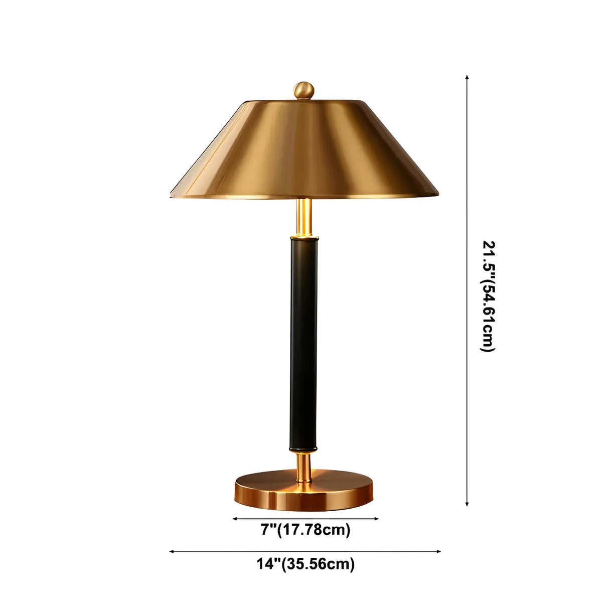 Classic Golden Cone Shade Metal Bedroom Table Lamp