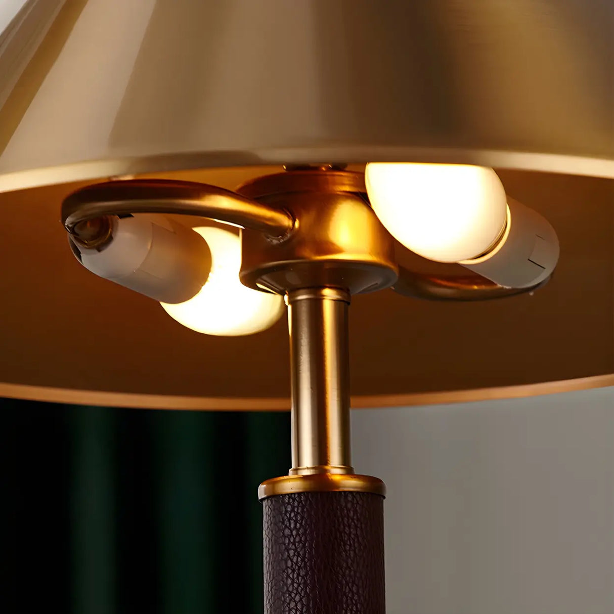 Classic Golden Cone Shade Metal Bedroom Table Lamp Image - 3