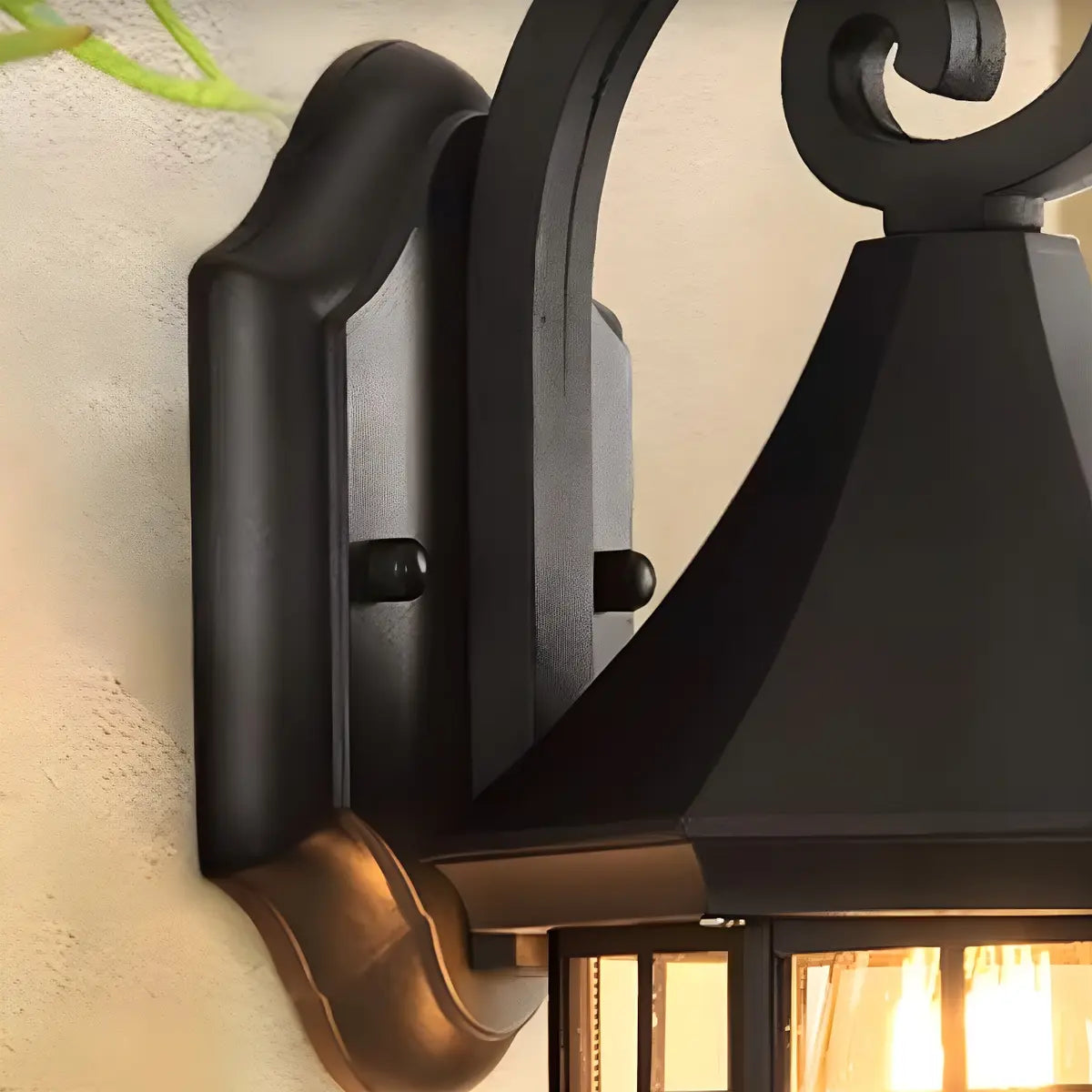 Classic Hexagon Lantern Metal Outdoor Wall Light Black Image - 8