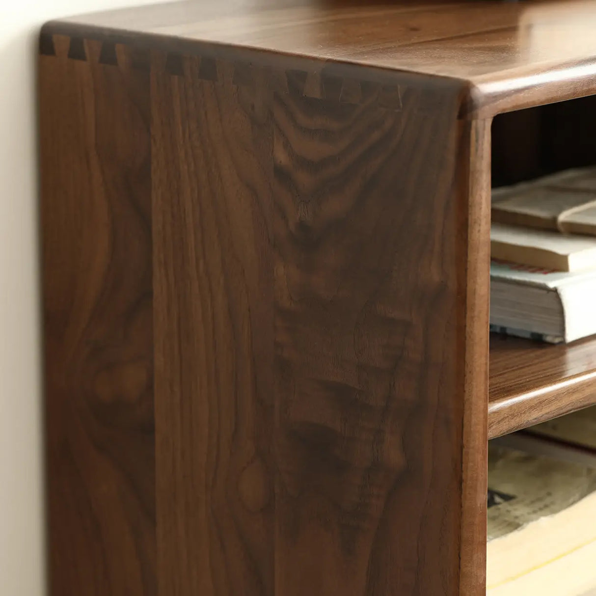 Classic Horizontal Brown Wood Storage Bookcase Image - 7