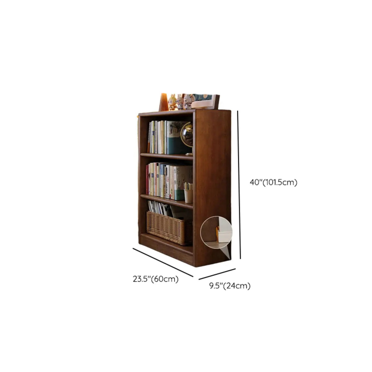Classic Kids Low Profile Wood Brown Horizontal 3-Tier Bookshelf Image - 15