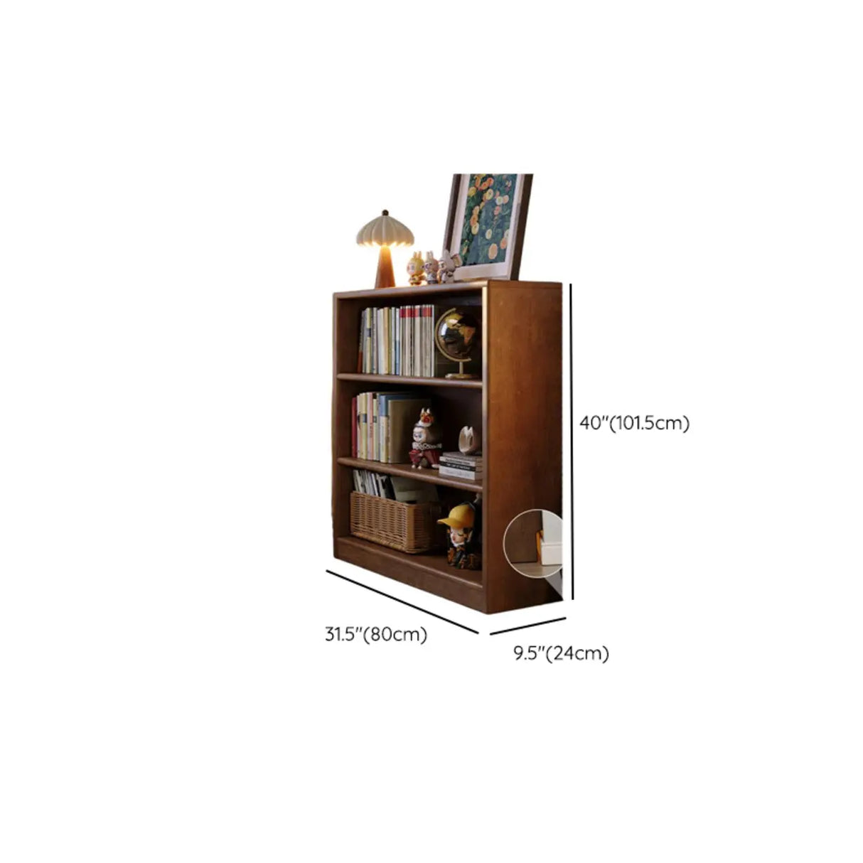 Classic Kids Low Profile Wood Brown Horizontal 3-Tier Bookshelf Image - 16