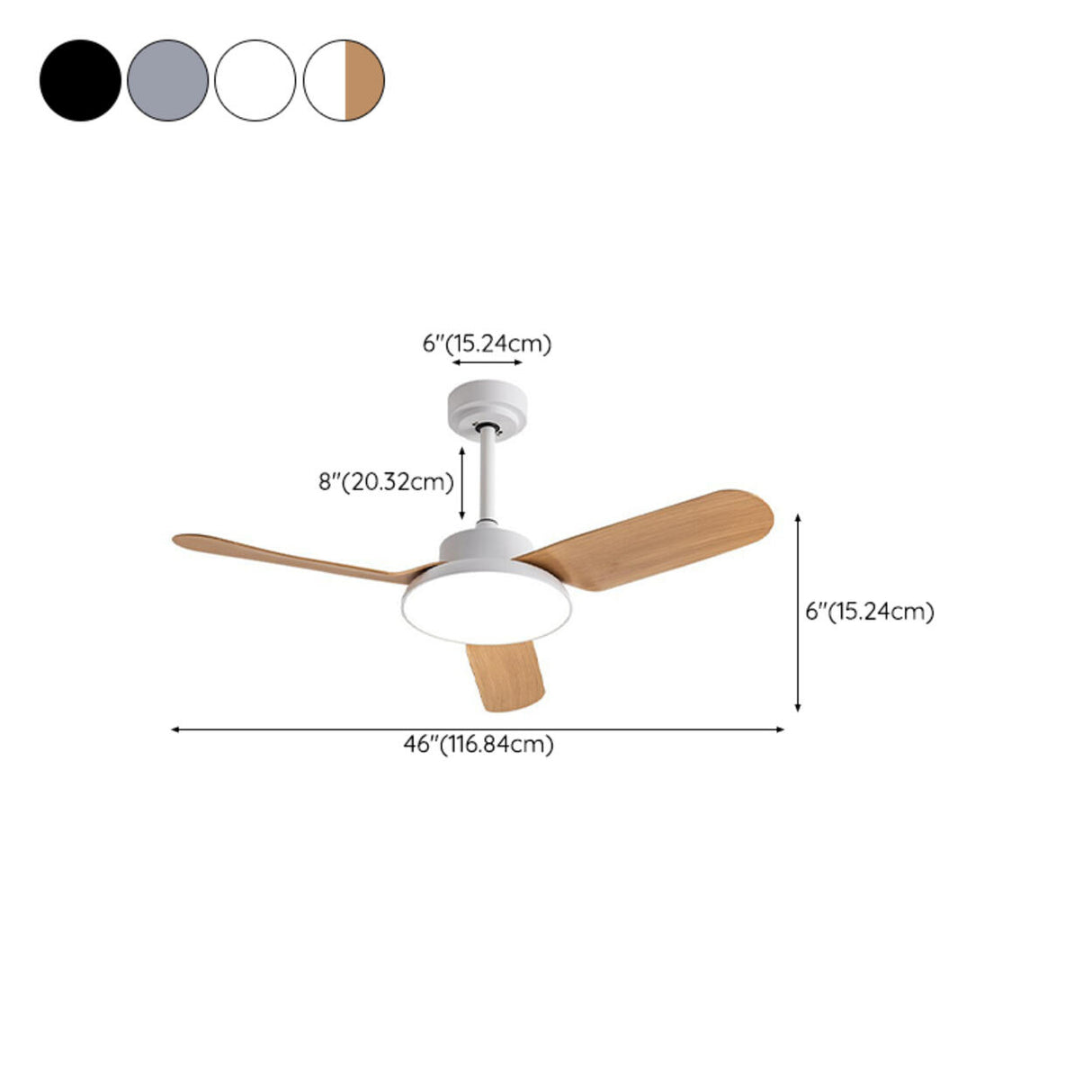 Classic Living Room 3 Blade Wood Ceiling Fan with Light
