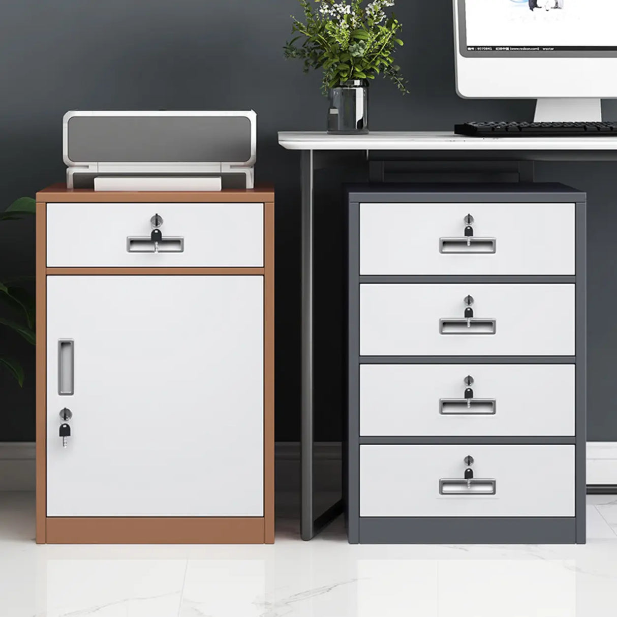 Classic Lockable Drawers Vertical Metal Filing Cabinet Image - 1
