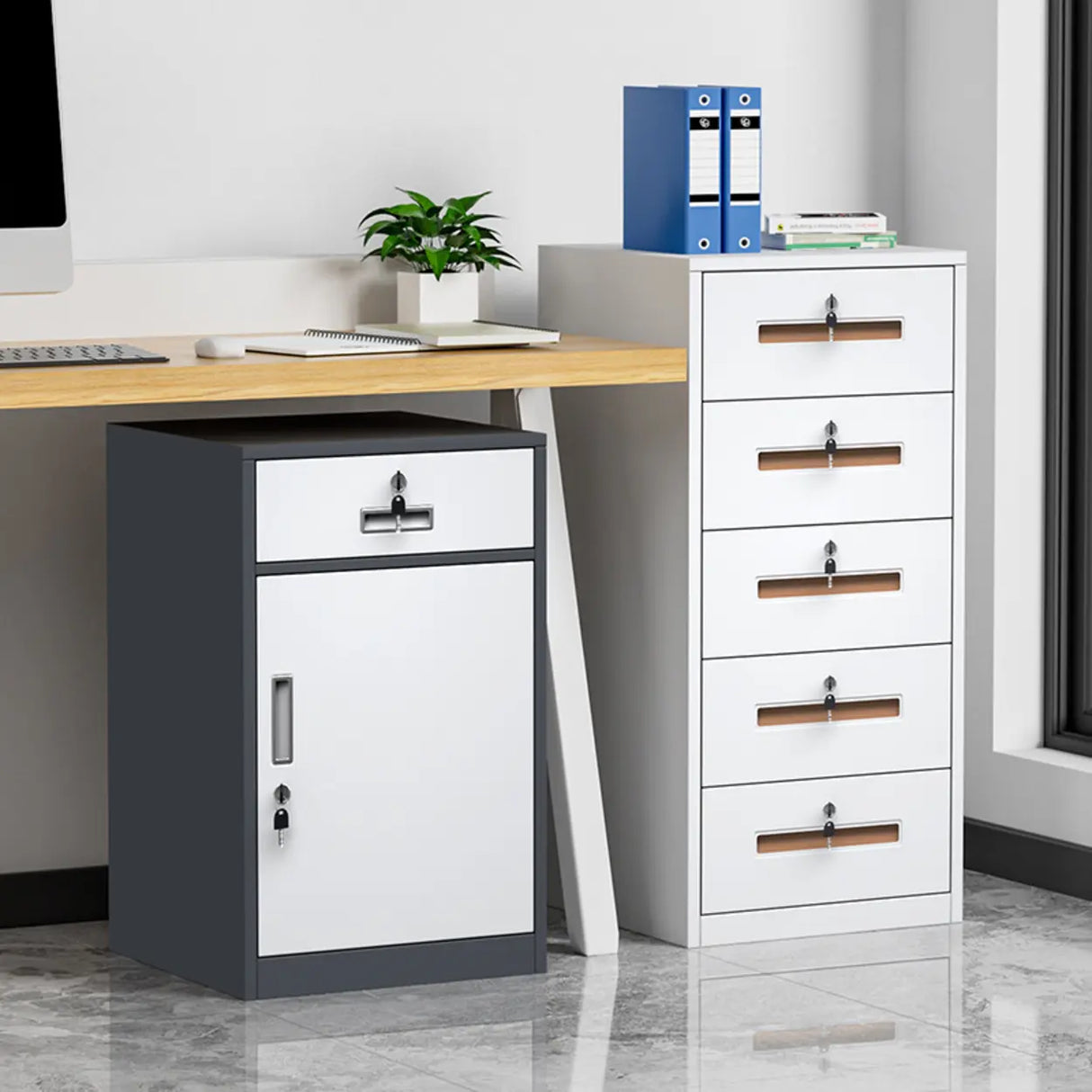 Classic Lockable Drawers Vertical Metal Filing Cabinet Image - 2