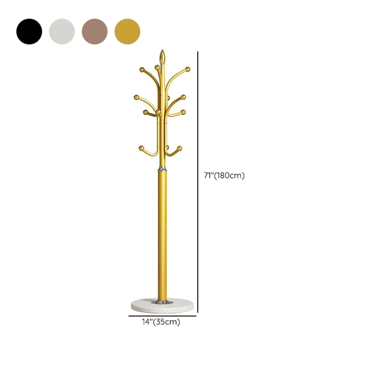 Classic Metal Gold Tall Freestanding Hall Tree with Hooks Image - 18