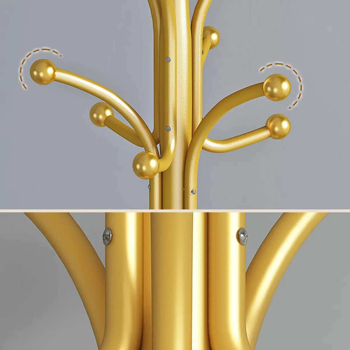 Classic Metal Gold Tall Freestanding Hall Tree with Hooks Image - 8