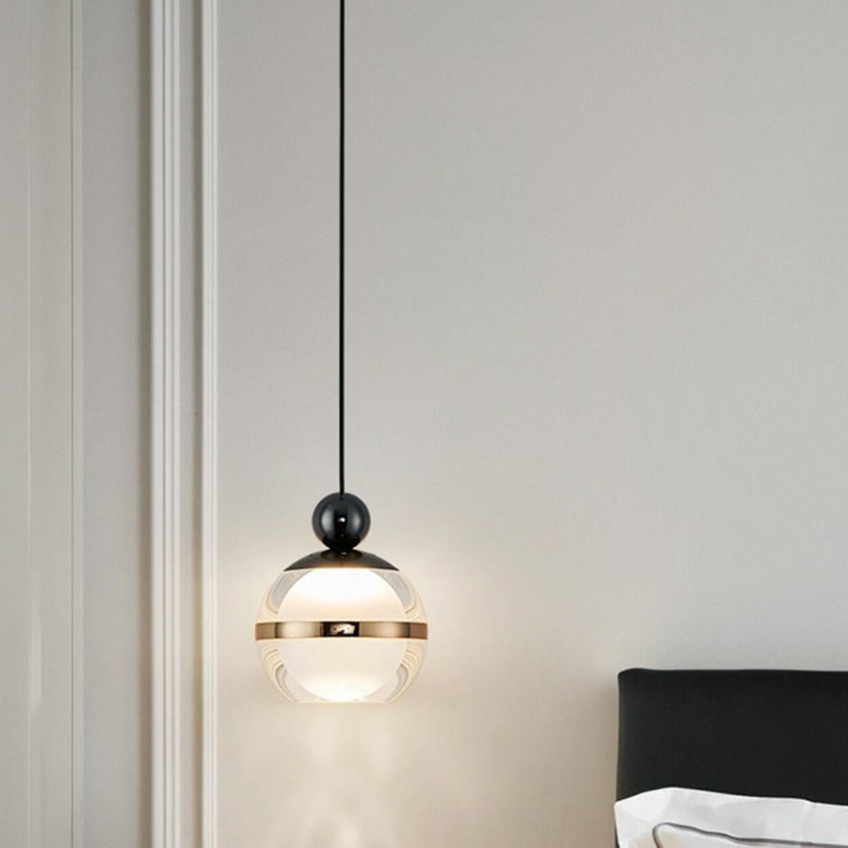 Classic Modern Globe Acrylic Pendant Light Bedroom Image - 4