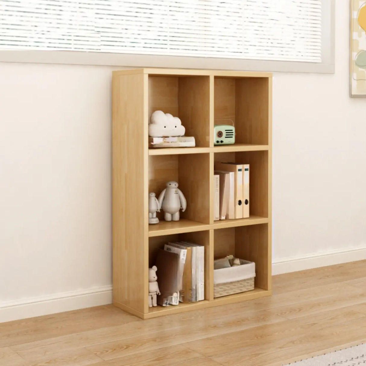 Classic Natural Finish Modular Cube Wood Bookcases Image - 11