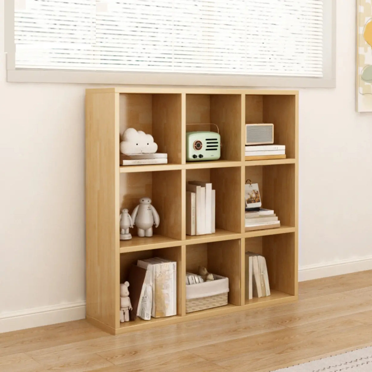 Classic Natural Finish Modular Cube Wood Bookcases Image - 13