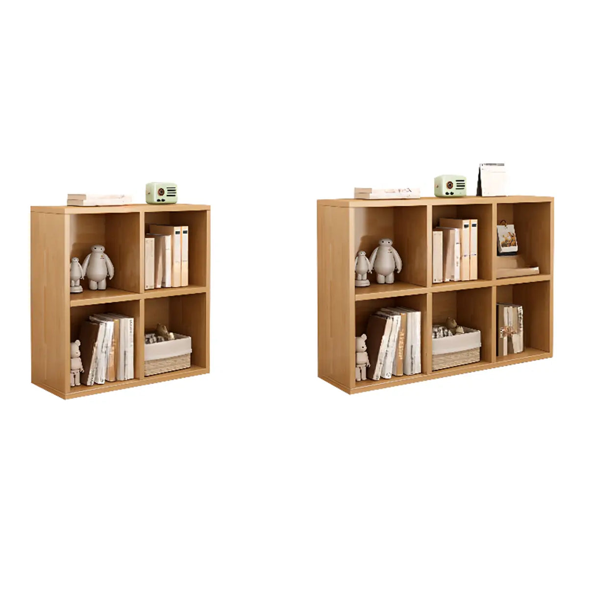 Classic Natural Finish Modular Cube Wood Bookcases Image - 14