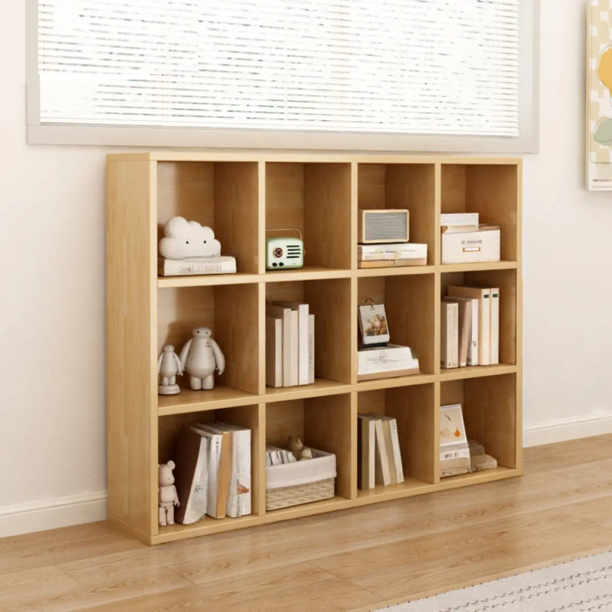 Classic Natural Finish Modular Cube Wood Bookcases Image - 15