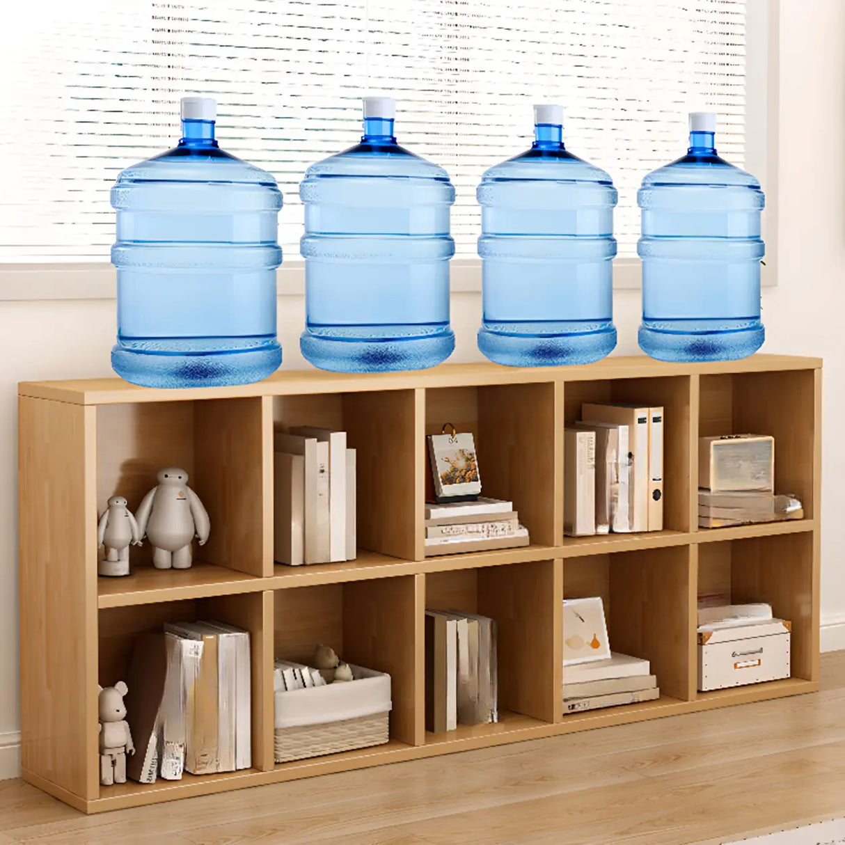 Classic Natural Finish Modular Cube Wood Bookcases Image - 16