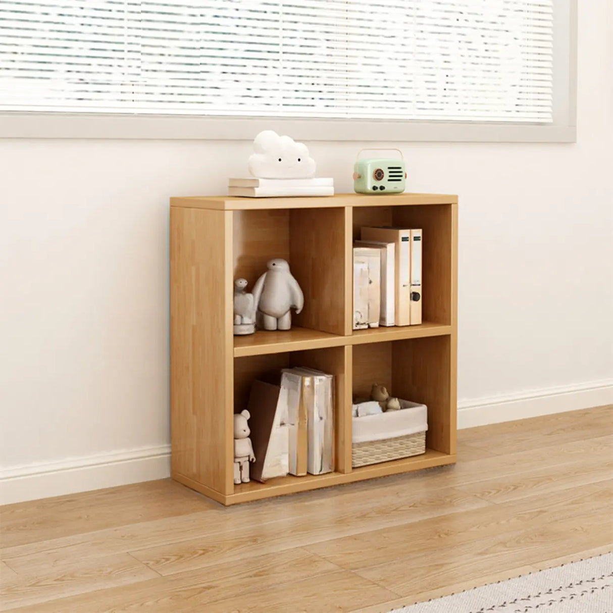 Classic Natural Finish Modular Cube Wood Bookcases Image - 2