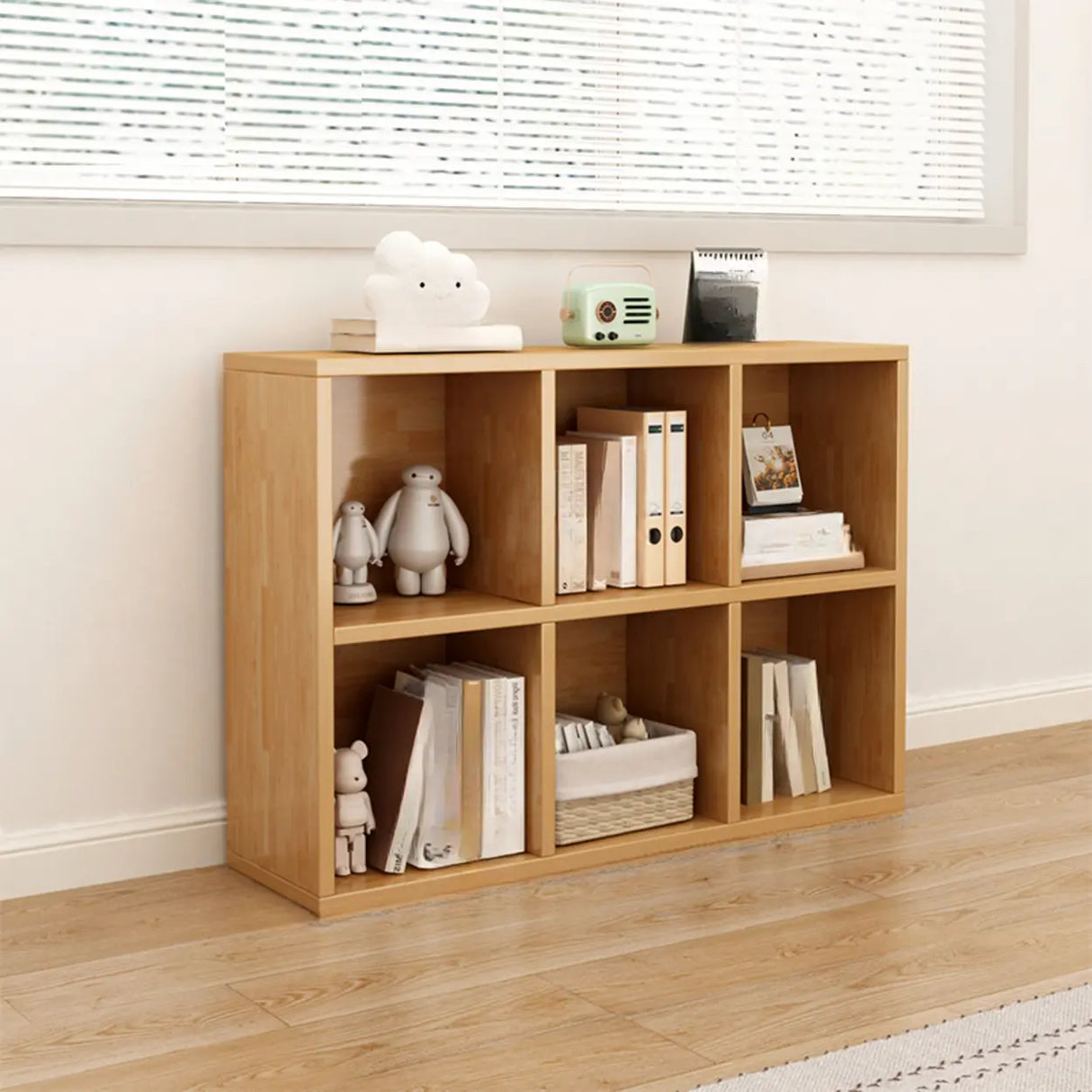 Classic Natural Finish Modular Cube Wood Bookcases Image - 3