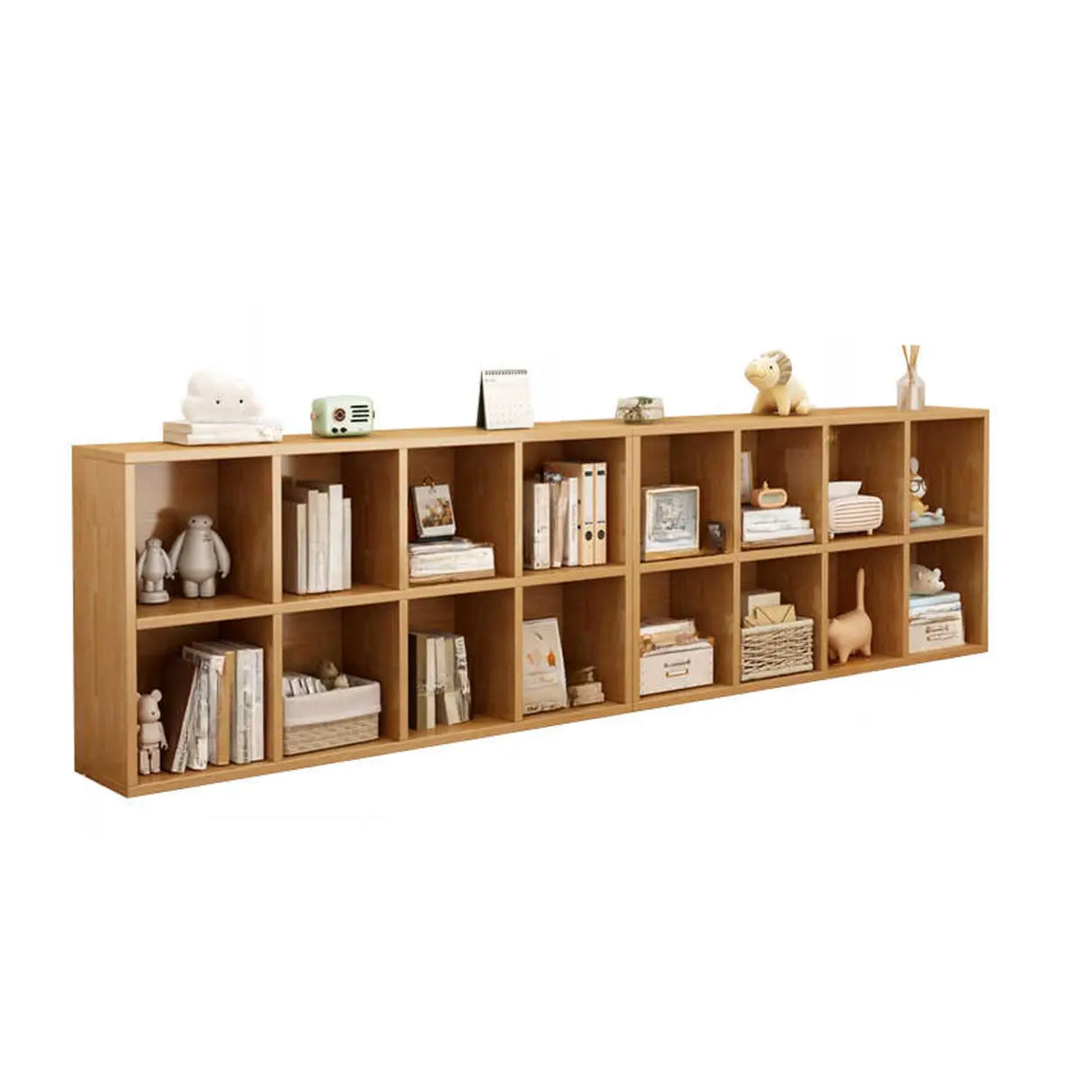 Classic Natural Finish Modular Cube Wood Bookcases Image - 4